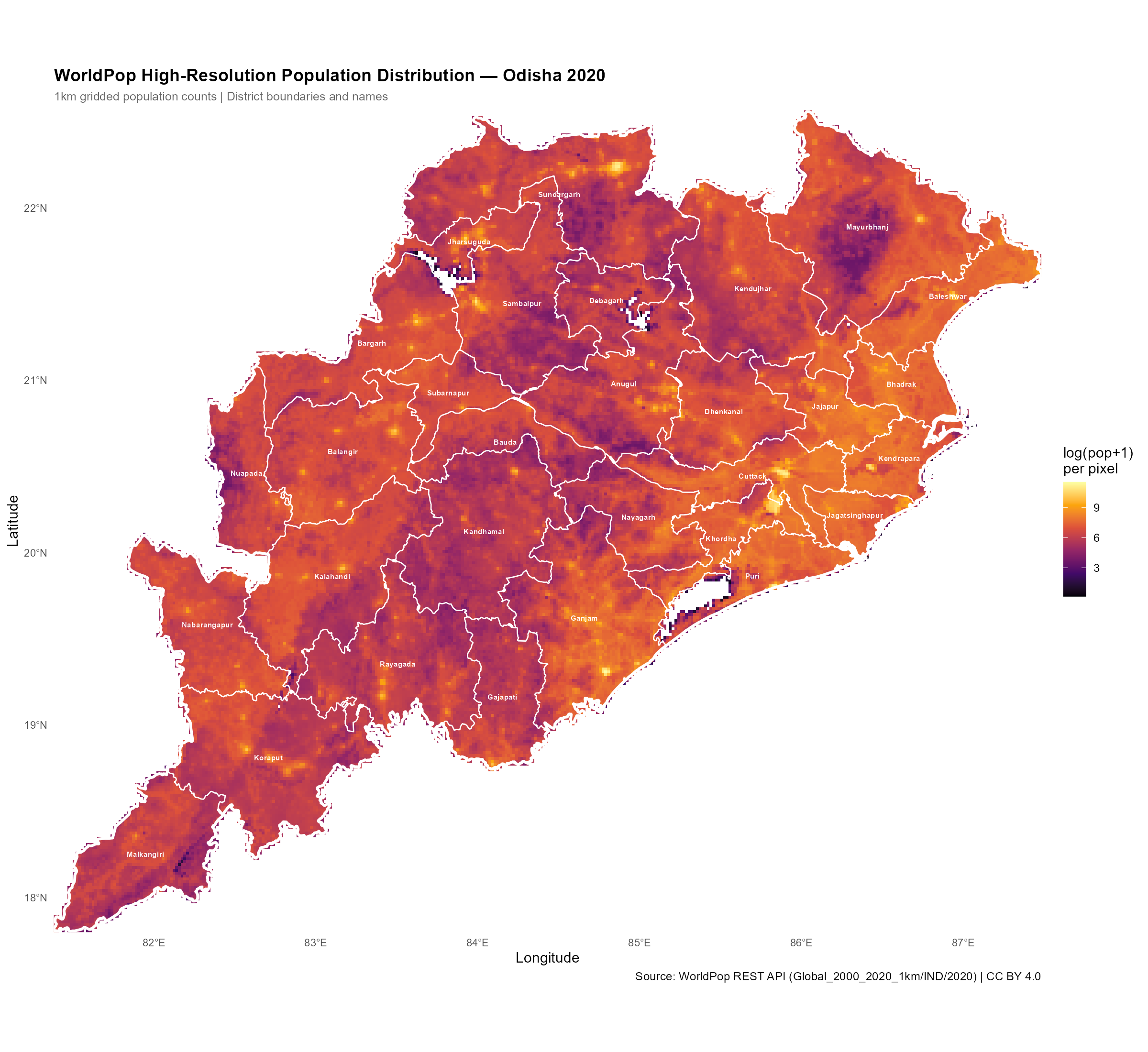 WorldPop 1km Population Surface